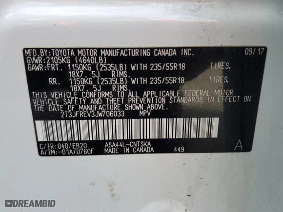 2018 Toyota RAV4 SE with VIN 2T3JFREV3JW706033, listed as a Copart auction lot 48203755 with 147,413 mi miles and Salvage Title. Bid and sale history available at carsss.com. Image 13.