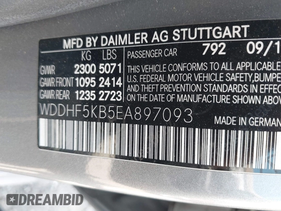 2014 Mercedes-Benz E 350 Sport with VIN WDDHF5KB5EA897093, listed as a IAAI auction lot 42152144 with 120,627 mi miles and . Bid and sale history available at DreamBid. Image 9.