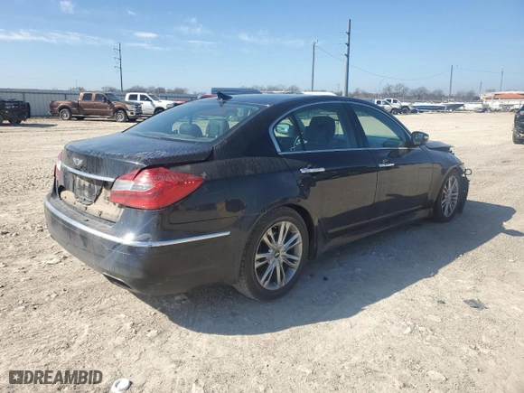 2012 Hyundai Genesis 3.8L with VIN KMHGC4DD2CU192640, listed as a Copart auction lot 46691275 with 188,602 mi miles and Salvage Title. Bid and sale history available at carsss.com. Image 3.