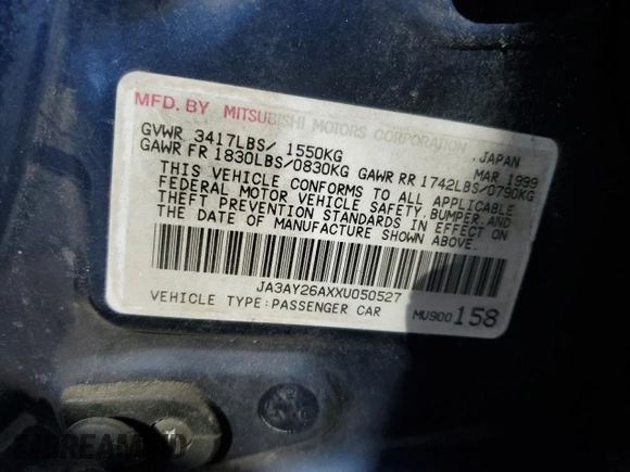 1999 Mitsubishi Mirage DE with VIN JA3AY26AXXU050527, listed as a Copart auction lot 74435914 with 101,224 mi miles and Salvage title. Bid and sale history available at DreamBid. Image 13.