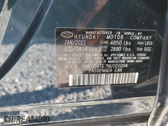 2022 Genesis G70 3.3T with VIN KMTG54TE7NU101004, listed as a Copart auction lot 72473664 with 6,181 mi miles and Salvage Title. Bid and sale history available at carsss.com. Image 13.