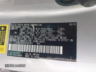 2010 Lexus RX 350 z VIN JTJBK1BA2A2006352, wystawiony jako IAAI lot #42367046 z przebiegiem 111 306 mil mil oraz . Historia ofert i sprzedaży dostępna na DreamBid. Obrazek 9.
