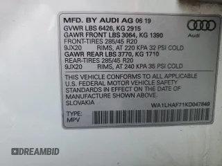 2019 Audi Q7 Premium Plus with VIN WA1LHAF71KD047849, listed as a Copart auction lot 64418045 with 59,686 mi miles and Salvage title. Bid and sale history available at DreamBid. Image 13.