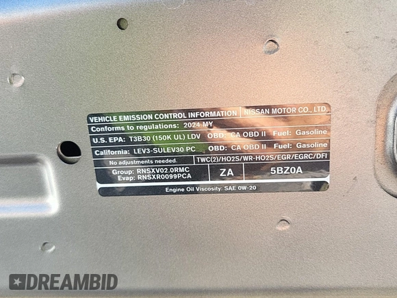 2024 Nissan Sentra SV with VIN 3N1AB8CV8RY266117, listed as a IAAI auction lot 42796449 with 24,547 mi miles and . Bid and sale history available at DreamBid. Image 24.