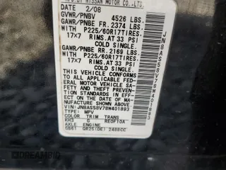 2008 Nissan Rogue SL with VIN JN8AS58V78W401893, listed as a Copart auction lot 53160435 with 262,481 mi miles and Salvage Title. Bid and sale history available at DreamBid. Image 16.
