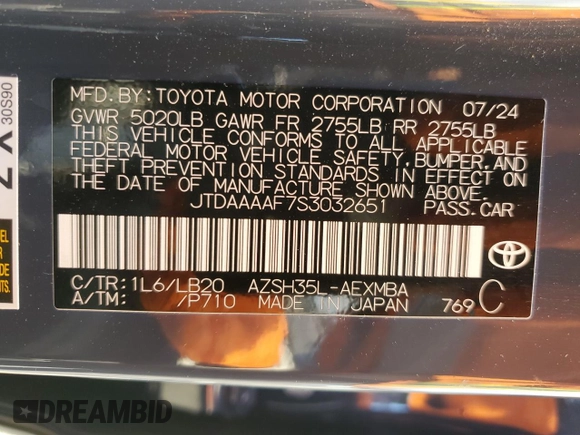 2025 Toyota Crown XLE with VIN JTDAAAAF7S3032651, listed as a Copart auction lot 43737025 with 14,812 mi miles and Salvage Title. Bid and sale history available at carsss.com. Image 14.