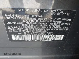 2020 Subaru Forester Touring with VIN JF2SKAXC0LH601036, listed as a IAAI auction lot 41911952 with 102,257 mi miles. Bid and sale history available at carsss.com. Image 9.