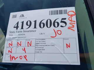 2018 Honda CR-V EX-L with VIN 2HKRW1H86JH503493, listed as a IAAI auction lot 41916065 with 1 mi miles. Bid and sale history available at carsss.com. Image 17.
