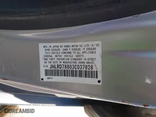 2003 Honda CR-V EX with VIN JHLRD78803C037828, listed as a IAAI auction lot 42042093 with 212,155 mi miles. Bid and sale history available at carsss.com. Image 9.