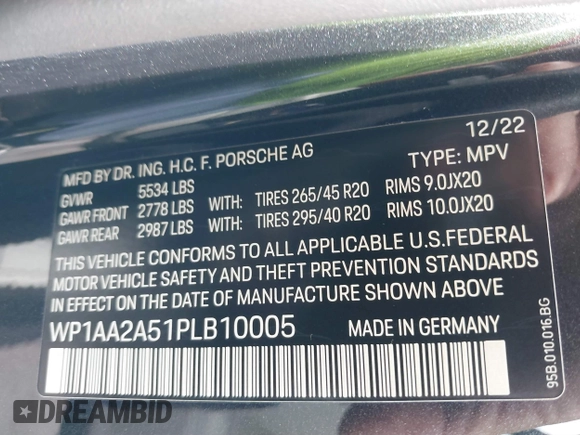 2023 Porsche Macan with VIN WP1AA2A51PLB10005, listed as a IAAI auction lot 41414974 with 15,955 mi miles. Bid and sale history available at carsss.com. Image 9.
