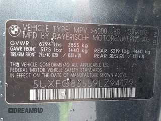 2009 BMW X6 z VIN 5UXFG83559LZ94179, wystawiony jako IAAI lot #41117261 z przebiegiem 108 997 mil mil oraz . Historia ofert i sprzedaży dostępna na DreamBid. Obrazek 9.