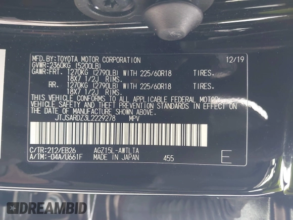 2020 Lexus NX with VIN JTJSARDZ3L2229278, listed as a IAAI auction lot 41640670 with 58,754 mi miles. Bid and sale history available at carsss.com. Image 9.