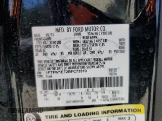 2011 Ford F-150 XLT with VIN 1FTFW1ET2BFC73510, listed as a Copart auction lot 64771215 with 198,379 mi miles and Clean title. Bid and sale history available at DreamBid. Image 12.