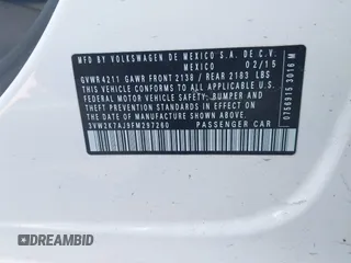 2015 Volkswagen Jetta S с VIN 3VW2K7AJ9FM297260, выставлен на аукционе IAAI как лот 42221434 с пробегом 121 378 миль миль и . История ставок и продаж доступна на DreamBid. Изображение 9.
