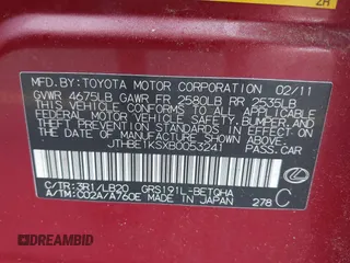 2011 Lexus GS 350 z VIN JTHBE1KSXB0053241, wystawiony jako IAAI lot #42387752 z przebiegiem 138 684 mil mil oraz . Historia ofert i sprzedaży dostępna na DreamBid. Obrazek 9.