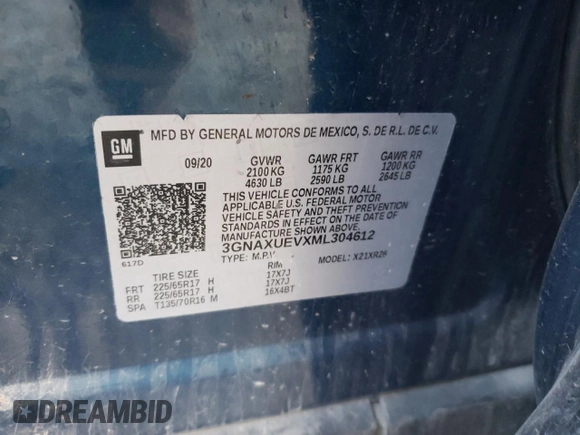2021 Chevrolet Equinox LT с VIN 3GNAXUEVXML304612, выставлен на аукционе Copart как лот 64056425 с пробегом 137 489 миль миль и Списание • Salvage title. История ставок и продаж доступна на DreamBid. Изображение 13.