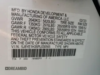 2023 Acura MDX with VIN 5J8YE1H35PL030565, listed as a Copart auction lot 55512284 with 3,977 mi miles and Salvage Title. Bid and sale history available at carsss.com. Image 15.