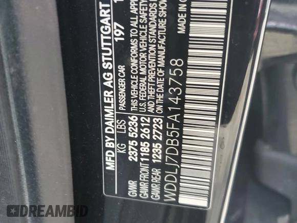 2015 Mercedes-Benz CLS 550 с VIN WDDLJ7DB5FA143758, выставлен на аукционе Copart как лот 58749535 с пробегом 77 470 миль миль и Списание • Salvage title. История ставок и продаж доступна на DreamBid. Изображение 12.
