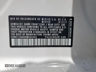 2017 Volkswagen Golf S с VIN 3VW217AU8HM042454, выставлен на аукционе Copart как лот 57102685 с пробегом 145 637 миль миль и Списание • Salvage title. История ставок и продаж доступна на DreamBid. Изображение 12.