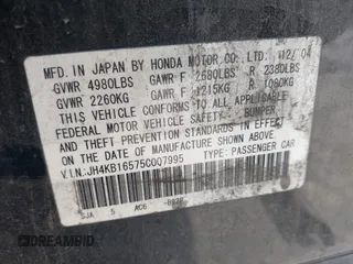 2005 Acura RL with VIN JH4KB16575C007995, listed as a IAAI auction lot 42638944 with 241,591 mi miles and . Bid and sale history available at DreamBid. Image 9.