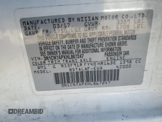 2017 Nissan Versa S z VIN 3N1CN7APXHL867247, wystawiony jako Copart lot #54205165 z przebiegiem 98 164 mil mil oraz Szkoda całkowita • Salvage title. Historia ofert i sprzedaży dostępna na DreamBid. Obrazek 13.