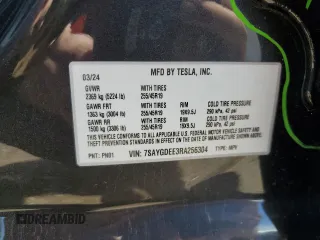 2024 Tesla Model Y Long Range with VIN 7SAYGDEE3RA256304, listed as a Copart auction lot 56160535 with 20,224 mi miles and Salvage title. Bid and sale history available at DreamBid. Image 12.