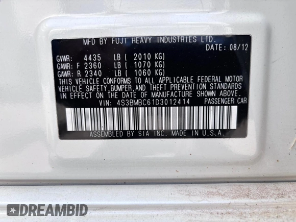 2013 Subaru Legacy Premium with VIN 4S3BMBC61D3012414, listed as a Copart auction lot 55606525 with 151,330 mi miles and Clean Title. Bid and sale history available at carsss.com. Image 14.