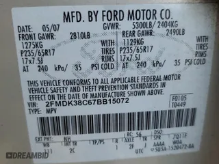 2007 Ford Edge SEL with VIN 2FMDK38C67BB15072, listed as a Copart auction lot 46146245 with 202,310 mi miles and Salvage Title. Bid and sale history available at carsss.com. Image 14.