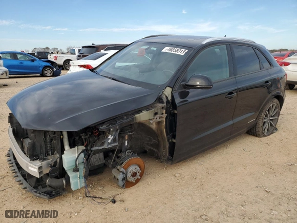 2018 Audi Q3 Premium with VIN WA1ECCFS7JR015898, listed as a Copart auction lot 46858015 with 52,829 mi miles and Salvage Title. Bid and sale history available at carsss.com. Image 1.