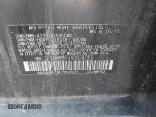 2010 Subaru Impreza i Premium with VIN JF1GH6B69AG824069, listed as a IAAI auction lot 42506596 with 151,304 mi miles and . Bid and sale history available at DreamBid. Image 9.