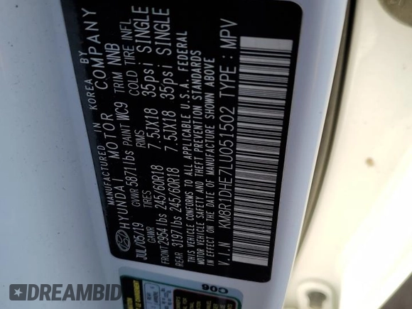 2020 Hyundai Palisade SE with VIN KM8R1DHE7LU051502, listed as a Copart auction lot 42409285 with 88,630 mi miles and Salvage title. Bid and sale history available at DreamBid. Image 13.