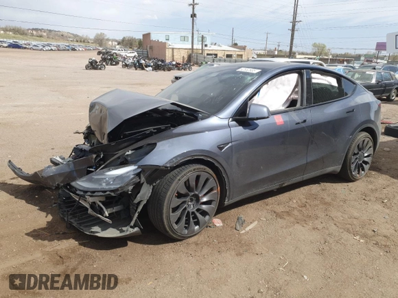 2022 Tesla Model Y Performance with VIN 7SAYGDEF7NF456866, listed as a Copart auction lot 52552685 with Not provided miles and Salvage title. Bid and sale history available at DreamBid. Image 1.