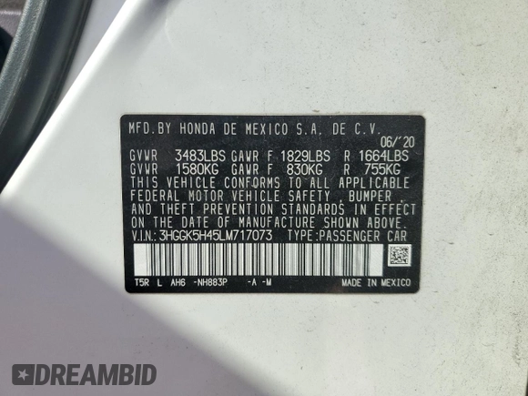2020 Honda Fit LX with VIN 3HGGK5H45LM717073, listed as a Copart auction lot 50003855 with 125,184 mi miles and Salvage Title. Bid and sale history available at carsss.com. Image 15.