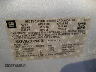 2015 GMC Terrain SLE with VIN 2GKFLVEK5F6203706, listed as a Copart auction lot 77593454 with 188,504 mi miles and Salvage Title. Bid and sale history available at carsss.com. Image 13.