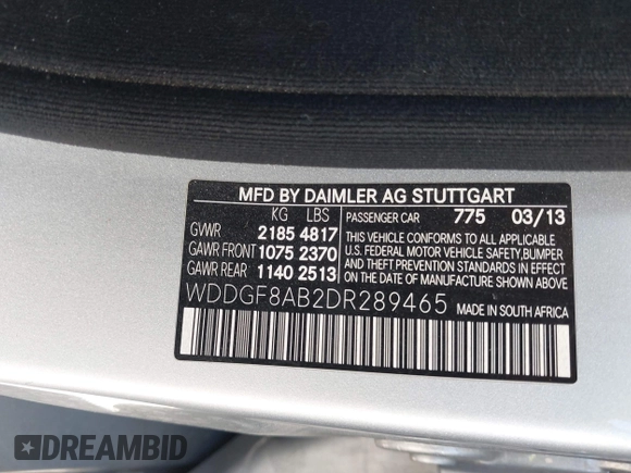 2013 Mercedes-Benz C 300 Sport с VIN WDDGF8AB2DR289465, выставлен на аукционе IAAI как лот 42211273 с пробегом 124 674 миль миль и . История ставок и продаж доступна на DreamBid. Изображение 9.
