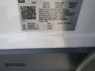 2022 GMC Terrain SLE z VIN 3GKALTEV3NL265091, wystawiony jako Copart lot #54828235 z przebiegiem 34 259 mil mil oraz Szkoda całkowita • Salvage title. Historia ofert i sprzedaży dostępna na DreamBid. Obrazek 13.