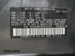 2021 Subaru Impreza with VIN 4S3GKAB65M3604356, listed as a Copart auction lot 80659444 with 86,109 mi miles and Salvage Title. Bid and sale history available at carsss.com. Image 12.