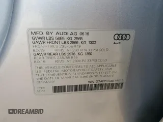 2017 Audi Q5 Premium Plus z VIN WA1D7AFP1HA014416, wystawiony jako Copart lot #57795405 z przebiegiem Nie podano mil oraz Szkoda całkowita • Salvage title. Historia ofert i sprzedaży dostępna na DreamBid. Obrazek 14.