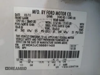 2011 Ford Edge SEL with VIN 2FMDK3JC3BBB11435, listed as a Copart auction lot 51362435 with 213,178 mi miles and Salvage Title. Bid and sale history available at carsss.com. Image 12.