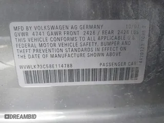 2008 Volkswagen Passat Wagon Komfort with VIN WVWLK73C58E114788, listed as a IAAI auction lot 41909146 with 183,195 mi miles. Bid and sale history available at carsss.com. Image 9.