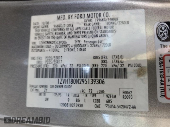 2009 Ford Mustang with VIN 1ZVHT80N295139306, listed as a Copart auction lot 47504065 with 184,947 mi miles and Clean Title. Bid and sale history available at carsss.com. Image 12.