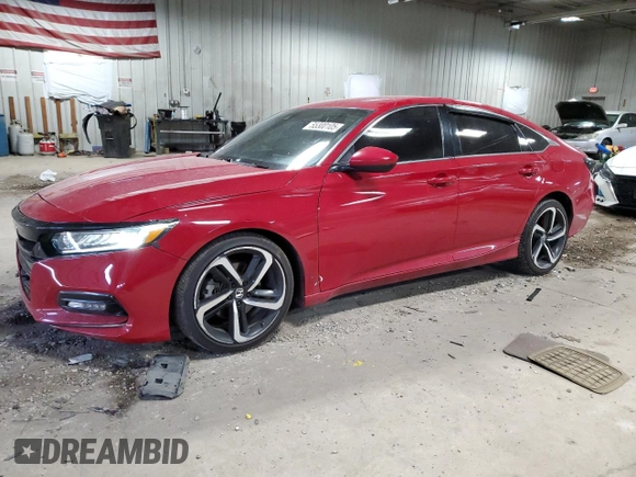 2019 Honda Accord Sport with VIN 1HGCV1F33KA145392, listed as a Copart auction lot 55300105 with 148,569 mi miles and Salvage Title. Bid and sale history available at DreamBid. Image 1.