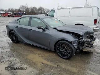 2023 Lexus IS with VIN JTHAP1D25P5002842, listed as a Copart auction lot 42609185 with 17,424 mi miles and Salvage Title. Bid and sale history available at carsss.com. Image 4.