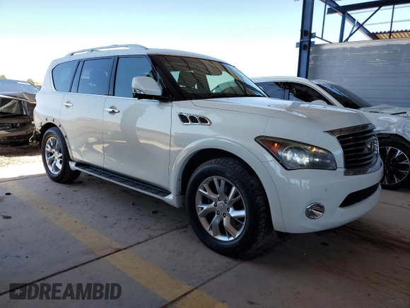 2012 Infiniti QX56 7-passenger with VIN JN8AZ2NF3C9519101, listed as a Copart auction lot 53105715 with 114,204 mi miles and Salvage Title. Bid and sale history available at DreamBid. Image 4.