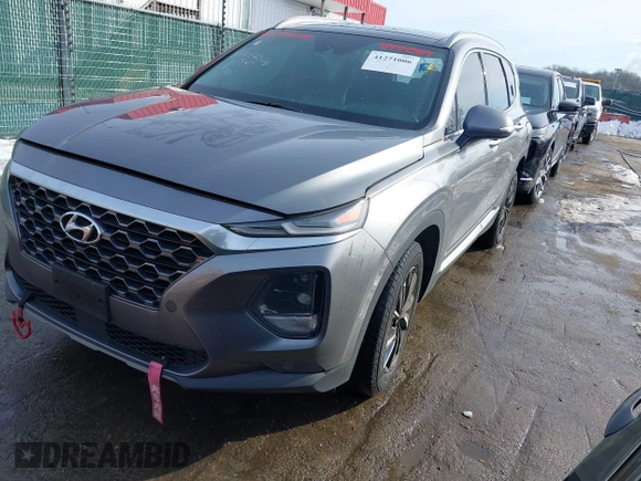 2019 Hyundai Santa Fe Limited with VIN 5NMS5CAD2KH059843, listed as a IAAI auction lot 41271006 with 187,468 mi miles. Bid and sale history available at carsss.com. Image 2.