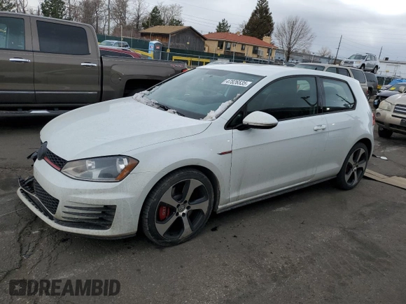 2016 Volkswagen Golf GTI S w/Performance Pkg with VIN 3VWT47AU8GM009223, listed as a Copart auction lot 47826535 with 124,020 mi miles and Salvage Title. Bid and sale history available at carsss.com. Image 1.