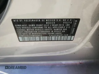 2015 Volkswagen Jetta Sedan Hybrid SEL Premium with VIN 3VW637AJ7FM400853, listed as a Copart auction lot 74588603 with 36,030 mi miles. Bid and sale history available at carsss.com. Image 14.