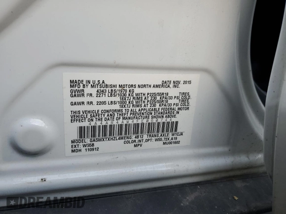 2015 Mitsubishi Outlander Sport 2.4 GT with VIN 4A4AR4AW4FE060744, listed as a Copart auction lot 75281224 with 116,975 mi miles and Clean Title. Bid and sale history available at carsss.com. Image 13.