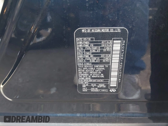 2019 Infiniti QX50 Essential z VIN 3PCAJ5M16KF104787, wystawiony jako IAAI lot #42239714 z przebiegiem 83 052 mil mil oraz . Historia ofert i sprzedaży dostępna na DreamBid. Obrazek 9.