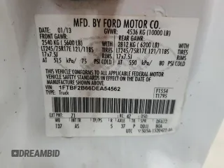 2013 Ford F-250 XL with VIN 1FTBF2B66DEA54562, listed as a Copart auction lot 56493815 with 204,625 mi miles and Clean title. Bid and sale history available at DreamBid. Image 12.